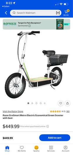 Razor electric scooter with seat