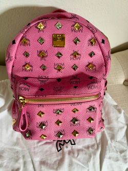 Pink leather backpack