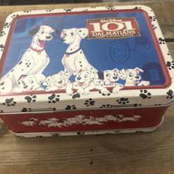 Vintage 101 Dalmatians Mini Metal Tin Lunch Box Cruella Disney