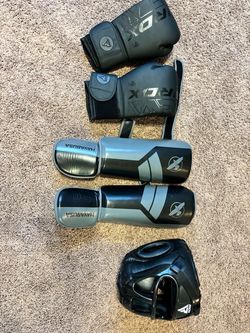 RDX Boxing Gloves, Hayabusa Shin Guards & MMA Gloves Bundle
