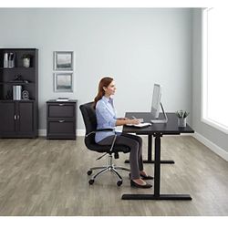 Realspace® Magellan 60"W Pneumatic Height-Adjustable Standing Desk, Cherry

