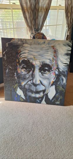 VINTAGE Albert Einstein painting 40"x40" in mint condition! "It's all Relative"