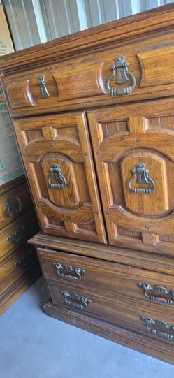 Vintage Wood Chest of Drawers with Cabinet
