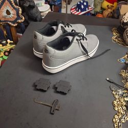 "NEW " Pair Of Grey Heelys Launch Skate Shoes With Black Laces-With Shate Tools Size 12 No Box NEW NEVER USED