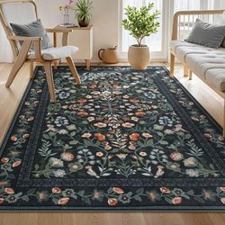 Vintange Botanical Print Rug/9x12