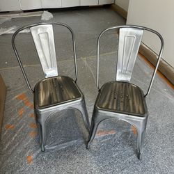 2 Industrial Metal Chairs - RH Dupe 