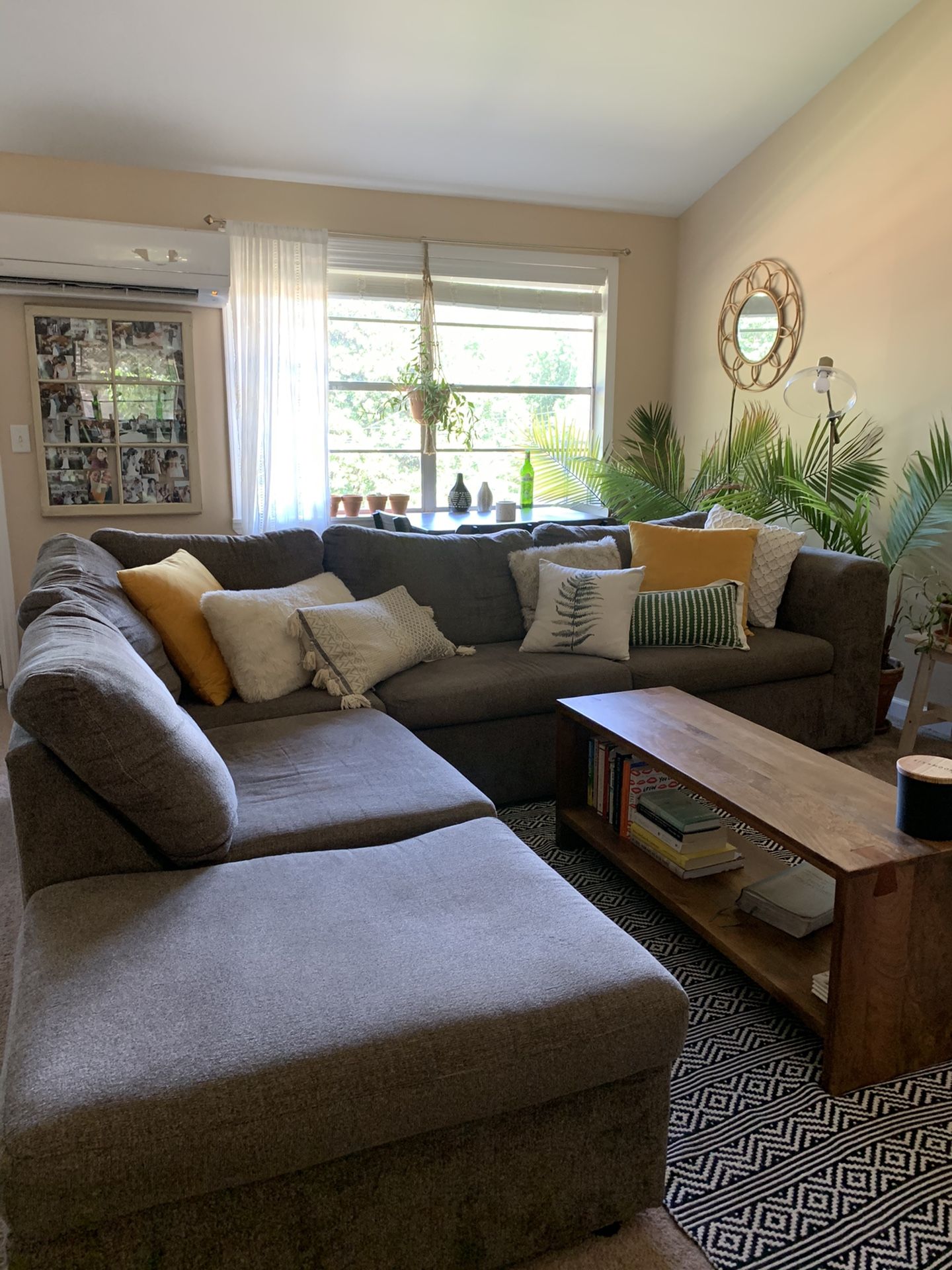 Brown/ grey sectional sofa couch