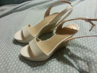 Liz Claiborne White Strappy Sandals/Wedge Heels