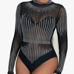 Black rhinestone body suit