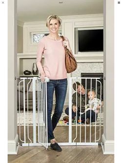 Baby gate extra tall and wide opening up to 49 inches wide adjustable 37 inches high it’s new in box