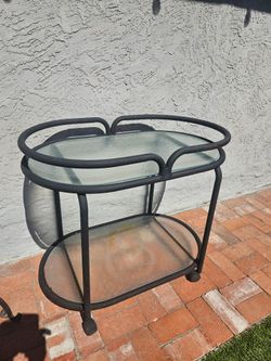 Vintage Beveled Glass Outdoor Serving Tray