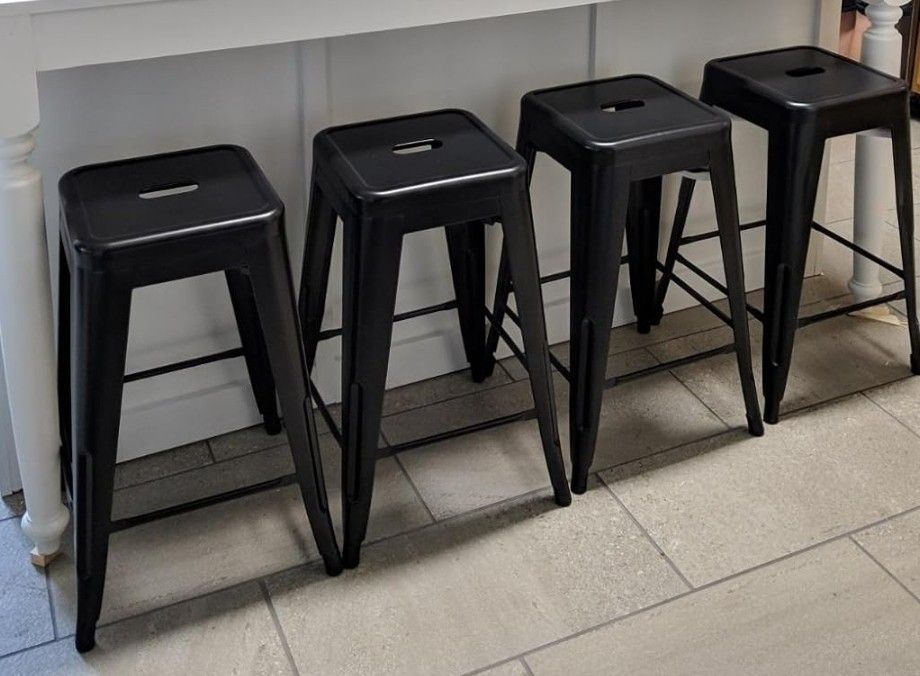 Bar Stools Black Counter Height Stackable 24 Inch High Indoor Outdoor Bancos Barra Loft Kitchen