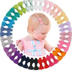 CÉLLOT Baby Hair Clips 40PCS Fully Lined Tiny 2" Hair Bows Alligator Clips for Infants and Toddlers in Pairs