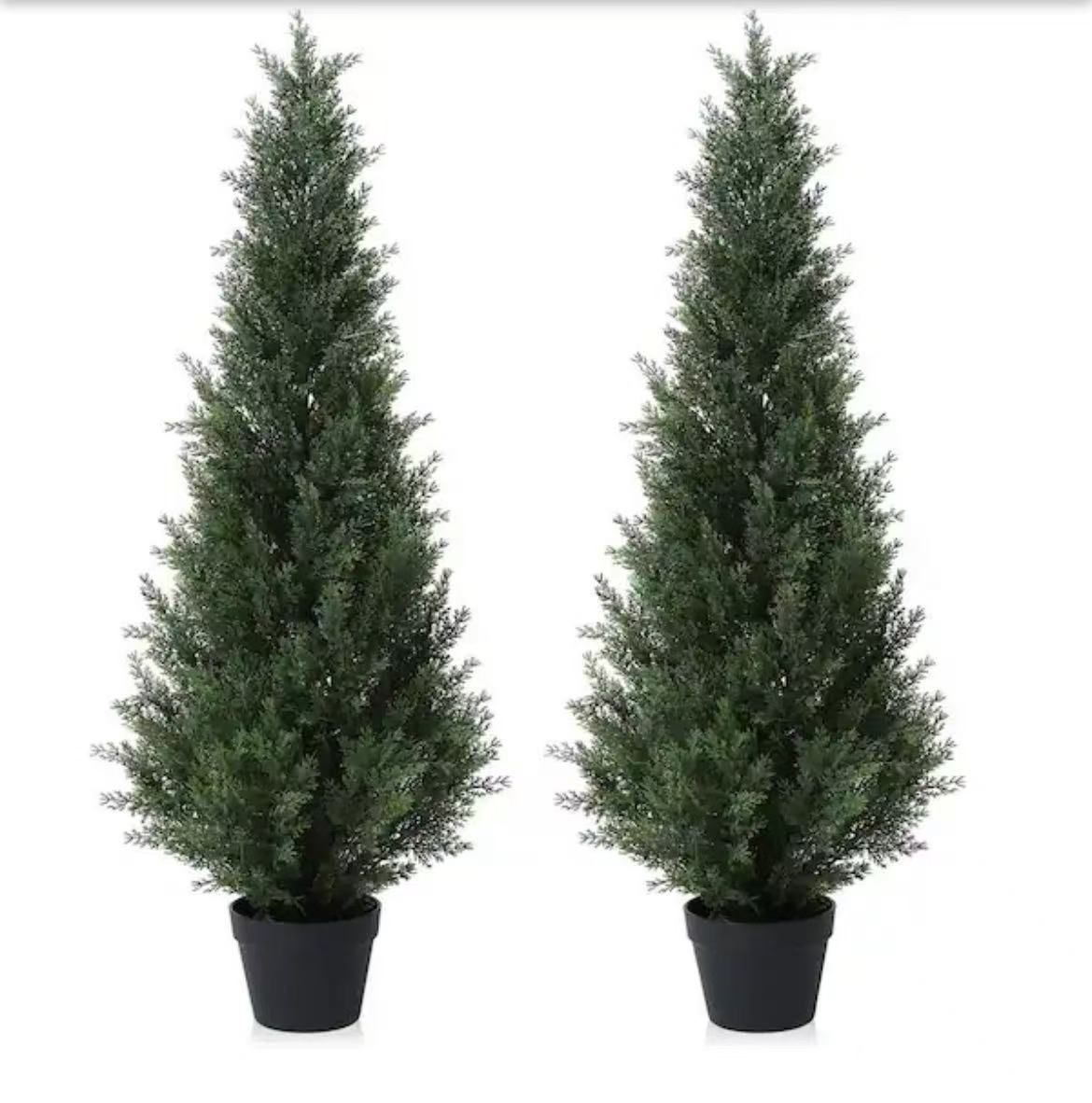 4 ft. Artificial Indoor/Outdoor Topiary Cedar Tree, Fake Cypress Trees, Fake UV Resistant Potted Plants(Set of 2 $ 50
