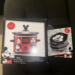 Mickey Mouse Crock Pot And Waffle Maker 