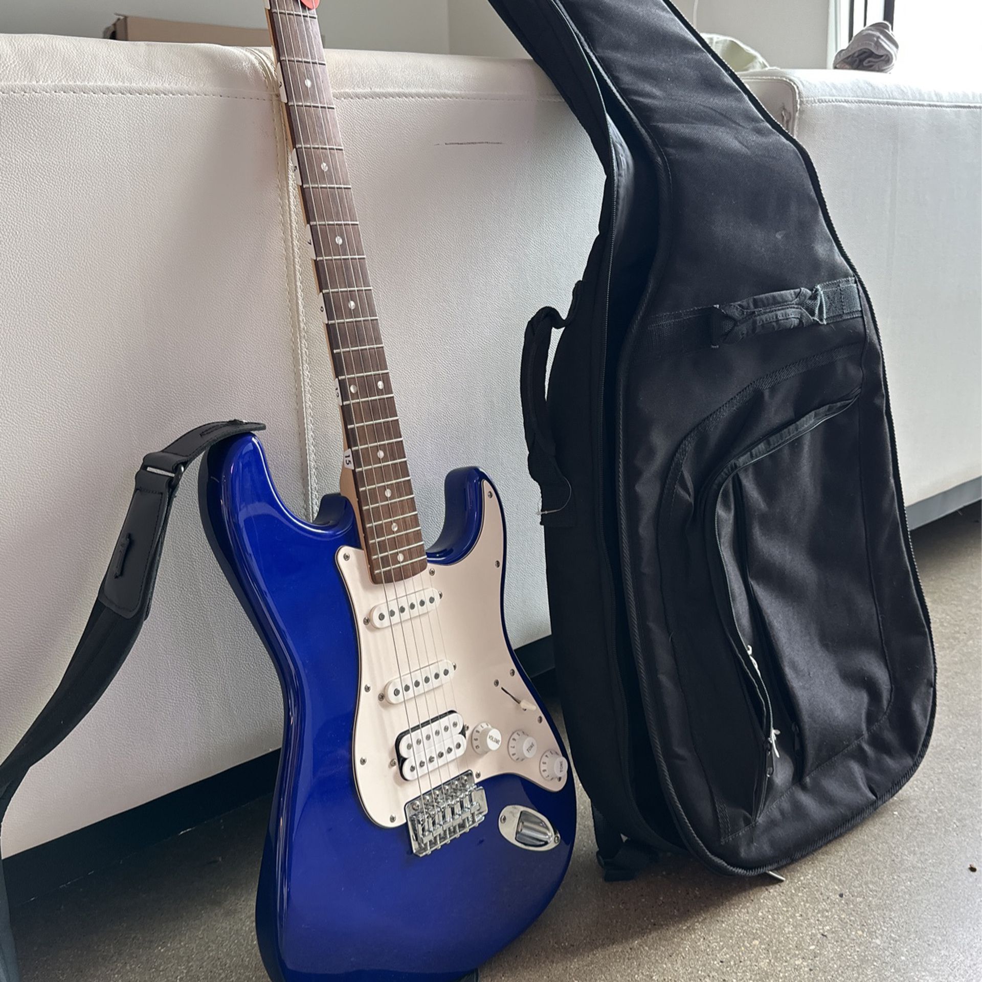 Fender Squier Stratocaster Electric Guitar Blue With Tuner and Bag