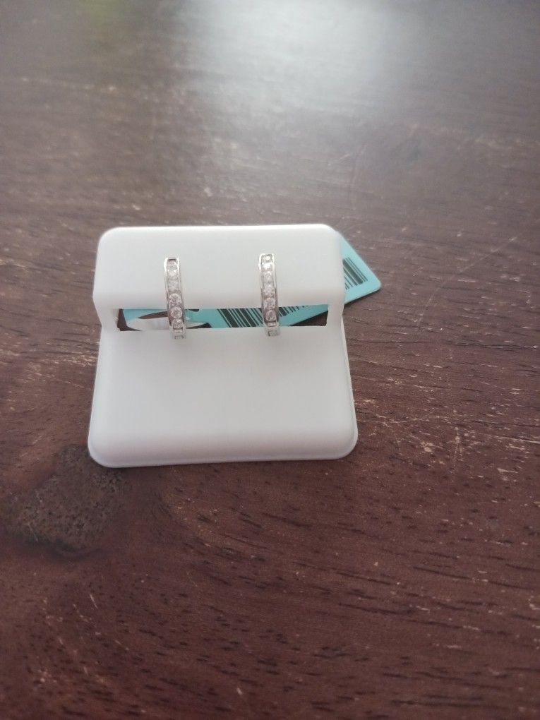 Sterling Silver Moissanite Huggies 