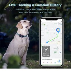 GPS Tracker for Dogs and Cats - Waterproof GPS Dog Collar - Live Tracking - Emergency Alerts - Built-in Night Light - Wireless Charging