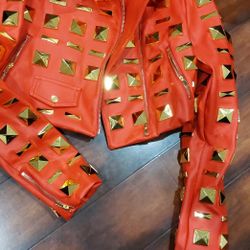 Women Leather Jacket Sz Med   Red Azalea Wang Brandname