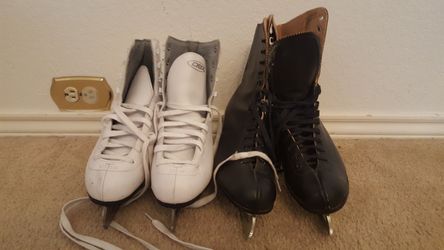 Women's girls Traditional Figure Skates white size 7 black size 8 asking 25 ea set