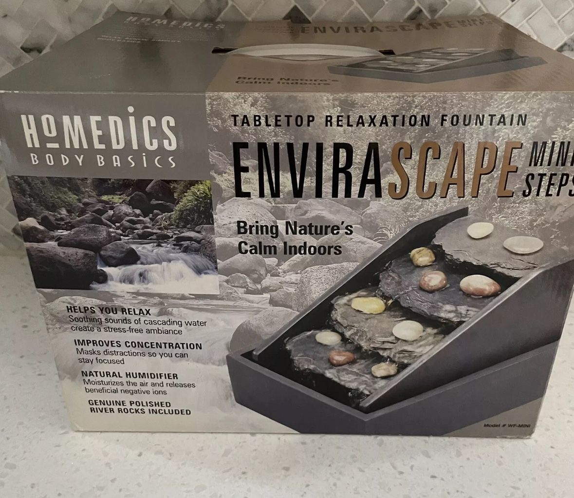 Homedics Body Basics Fountain Envirascape Relaxation Tabletop Mini Steps Fountain