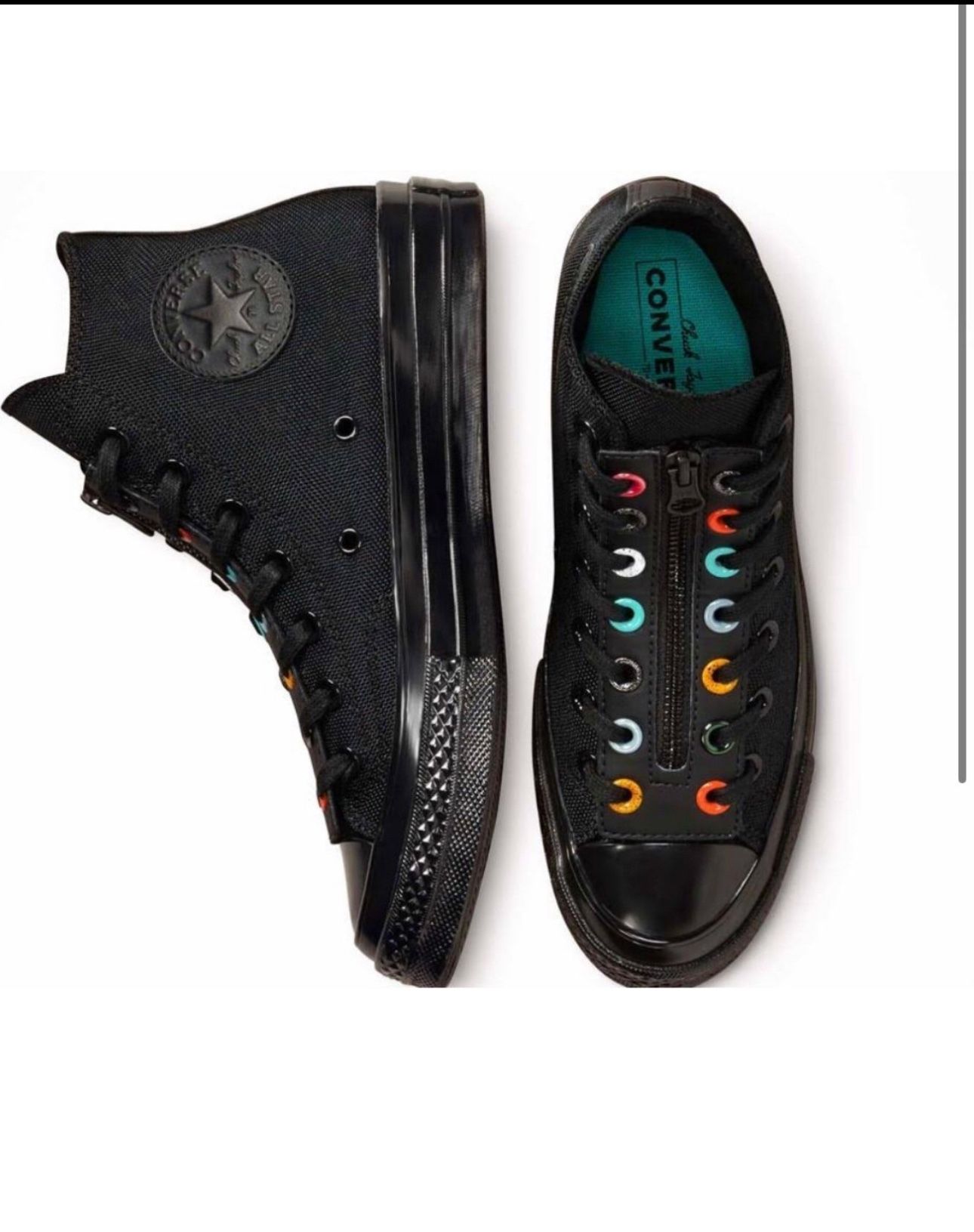 Converse Chuck 70 Zip Black Electric Aqua 8.5