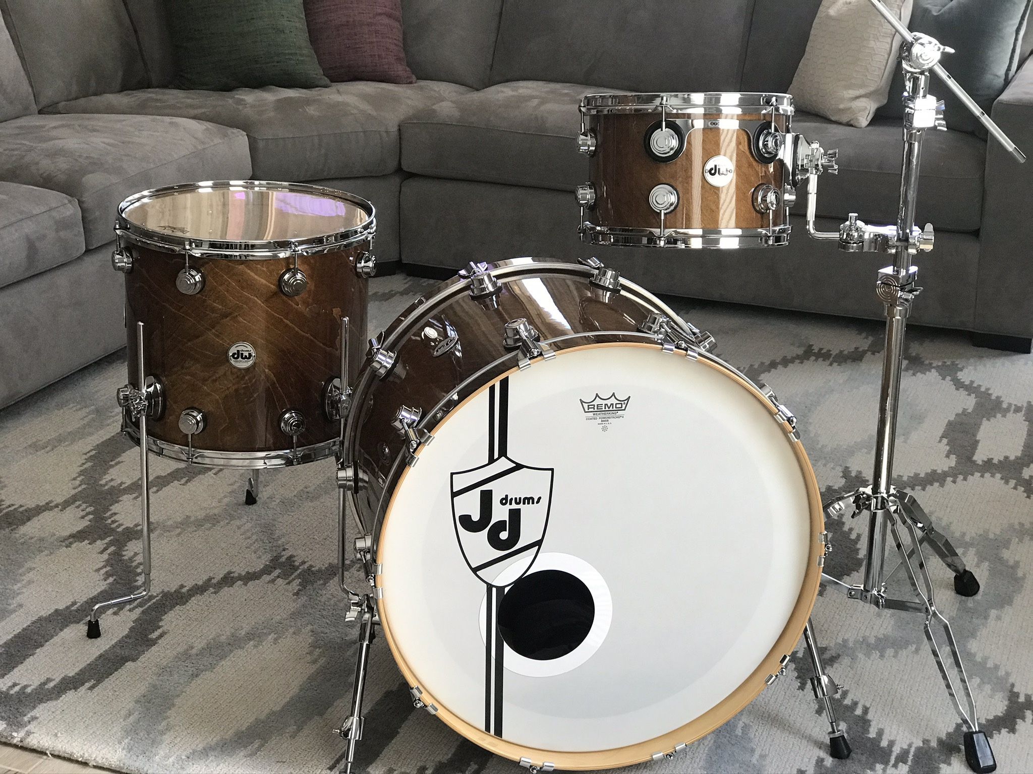 DW Collector’s series drum set in a stain lacquer specialty finish