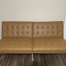 Brand New tan leather, multi-use Futon (Wayfair)