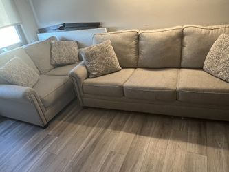 Ashley 2-Piece Sofa & Loveseat Set – Neutral Beige, Great Condition