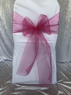 Fuchsia organza chair sash wedding decor decorations