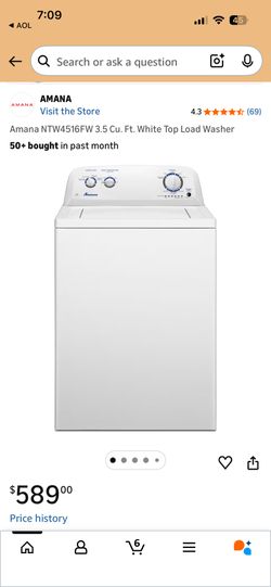 Amana Washer3.5 cu ft Top load