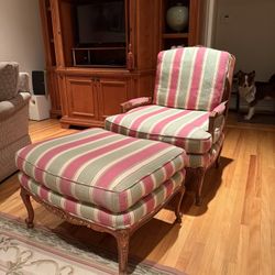 Baker Bergere Chair And Ottoman