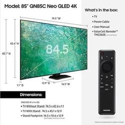 Samsung NEO 8K QLED ULTRA HIGH DEFINITION TV 85" WITH WALL MOUNT BRACKET