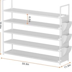 5 Tier Shoe Organizer With Side Bag 