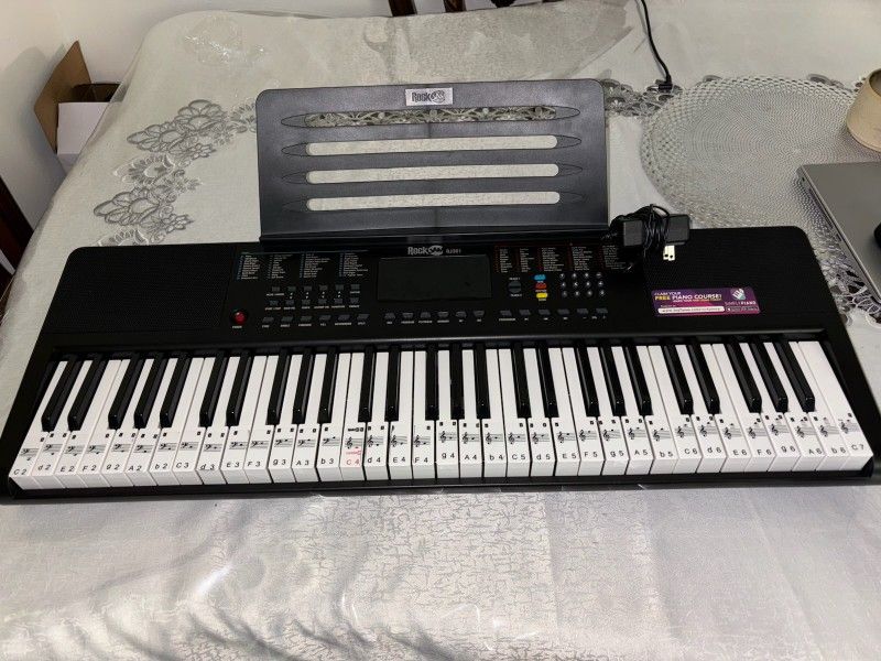 Used Rockjam Rj361 61 Key Semi Weighted Piano Comes With Power Adapter