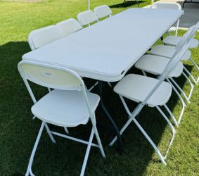 White Folding Table and Chair Set