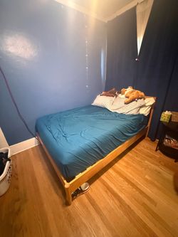 Wood frame full size bed -$200 OBO