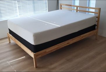 Queen Ikea Tarva Pine Bed Frame with 10" Memory Foam Mattress and Boxspring