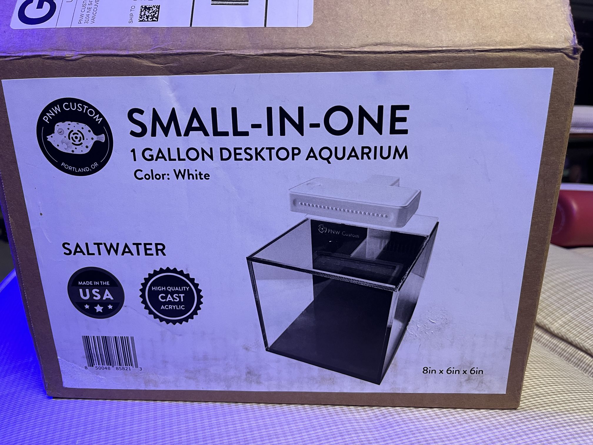 PNW custom Aquarium Fish Tank 1 Gallon New