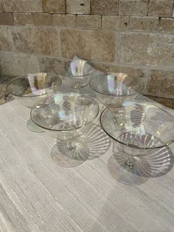 5 Iridescent Champagne/ Coupe Glasses