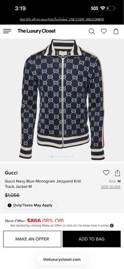 Gucci GG Monogram Jacquard Knit Track Jacket