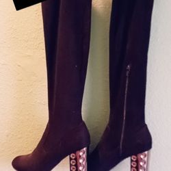 Black Over The Knee High Heel Boots SIZE10
