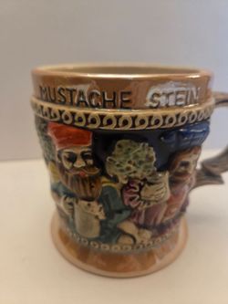 Vintage Ceramic Mustache Beer Stein or Shaving Mug