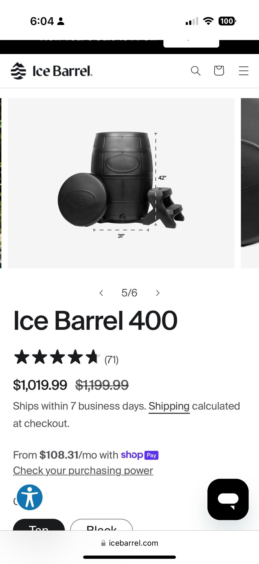 Ice Barrel 400 - Ice Bath