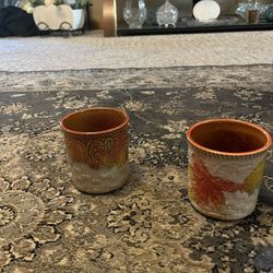 2 Small Fall Ceramic Holders