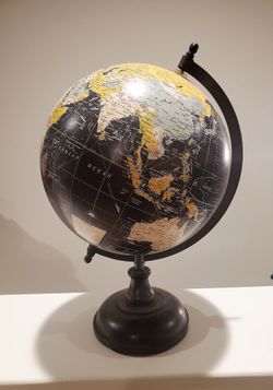Vintage Style Black & Gold Decorative Globe 13"