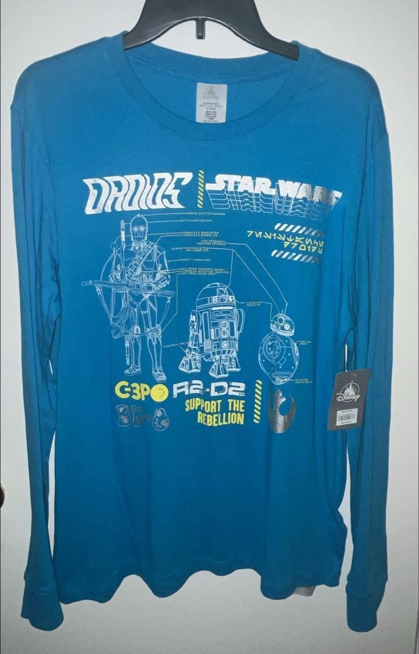 DISNEY Star Wars DROIDS “Support The Rebellion” L/S Shirt (Size Medium) NWT