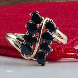 10K Yellow Gold Blue Sapphires Gemstones Ring Size 7 - Solid Gold!/ Anillo de Oro con Zafiros Azules! 👌🎁Post Tags: 10k 14k