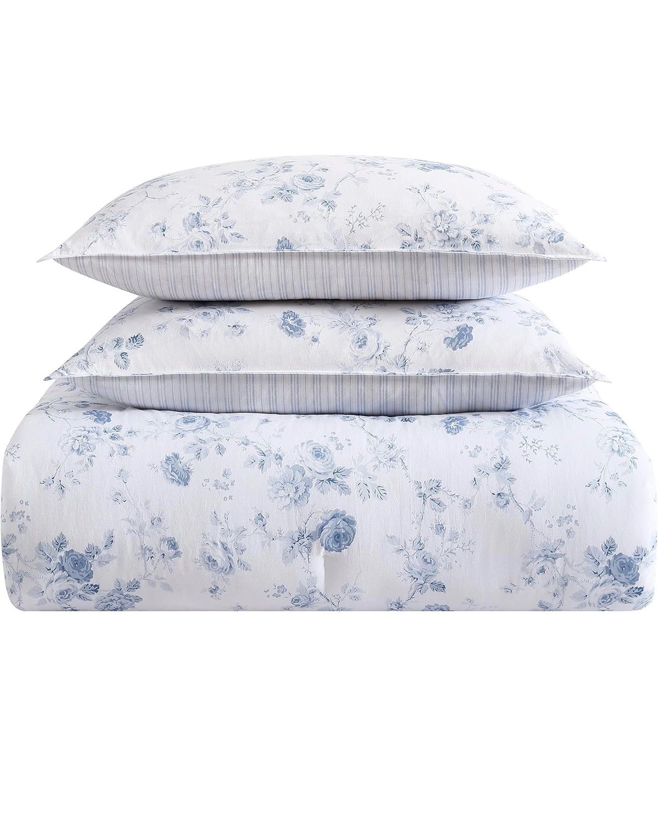 Laura Ashley King Comforter Set, Reversible Cotton Bedding with Matching Shams, Medium Weight for Year Round Use,...