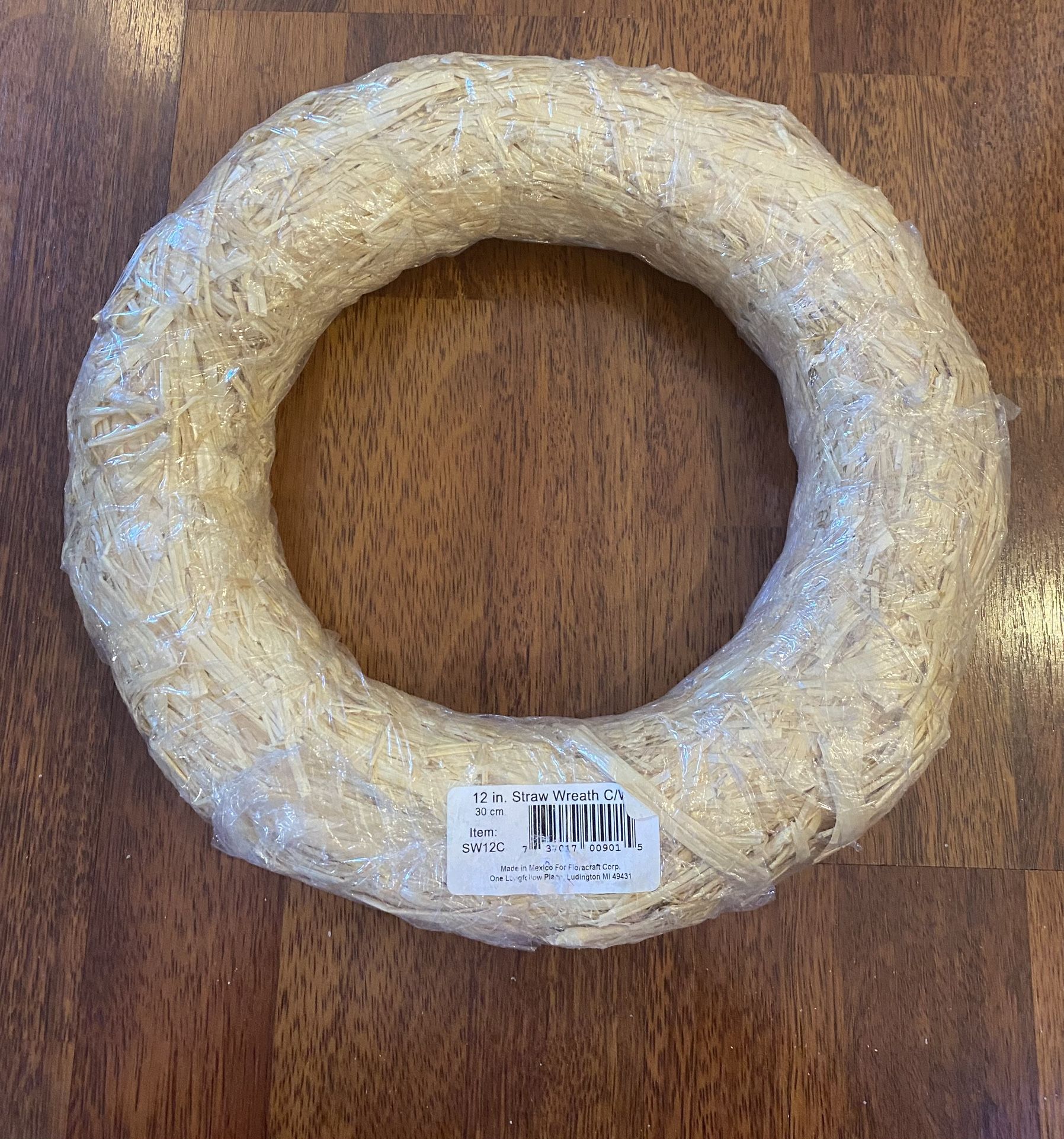 New FloraCraft Straw Wreath Form 12 Inch Natural